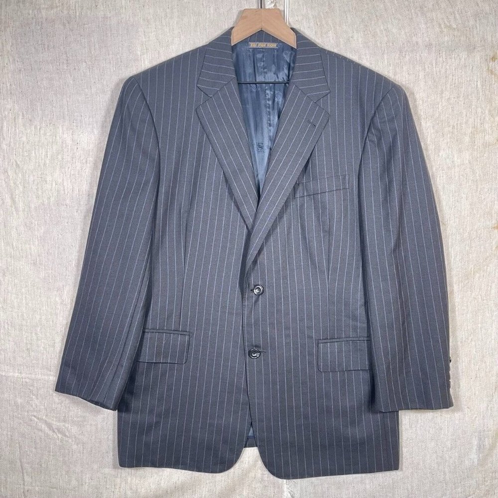 2004 Tai Pan Row Ermenegildo Zegna Cloth Travelers Pinstripe Suit Jacket SZ L/XL